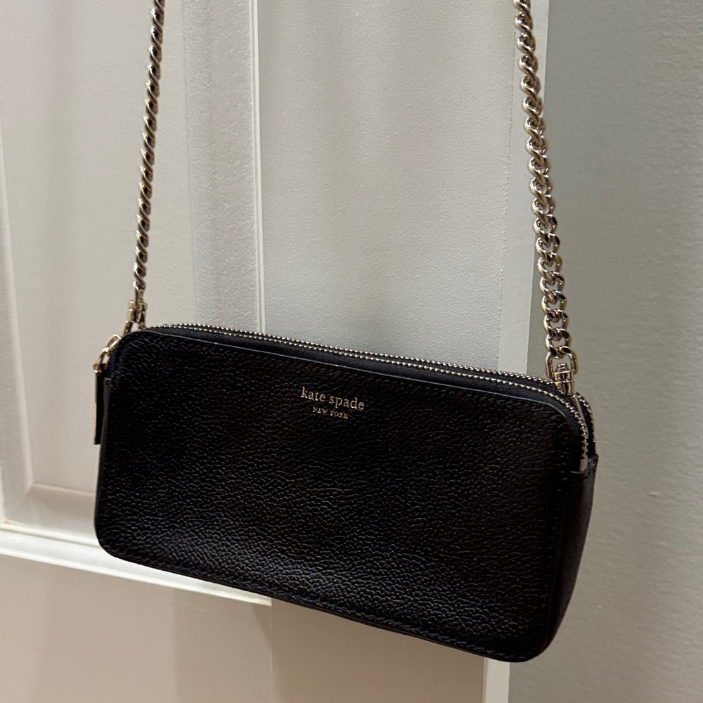 Kate Spade Black Leather Cross-Body with Chain